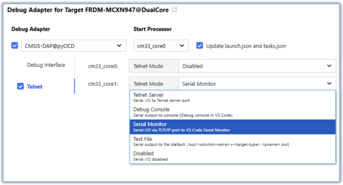 Telnet Configuration Dialog