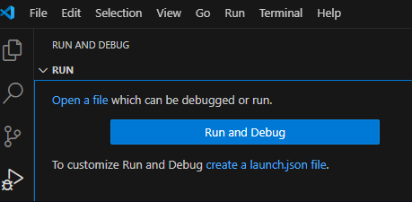 Run and Debug view