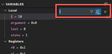 Searching in VARIABLES section